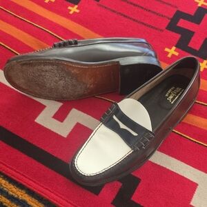 Stylish Brown and White Leather Loafers
